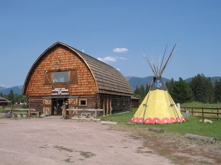 The Seeley Lake Historical Society barn and tipi on Highway 83